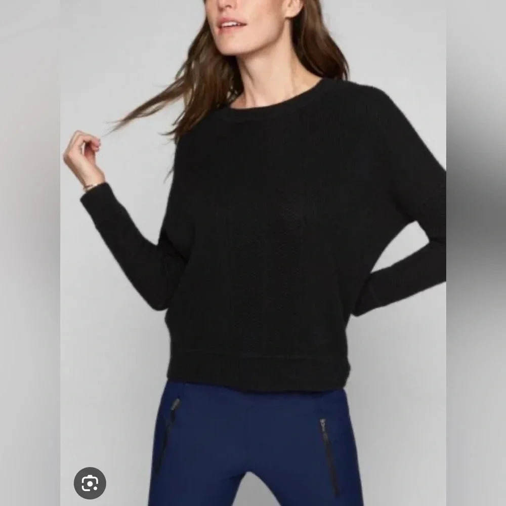 ATHLETA WOOL CASHMERE HABITAT SWEATER, Black, Small, VGUC, Drop Shoulder